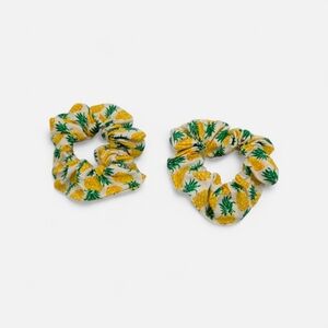 Pineapple Print Hair Scrunchies - Yellow and Green